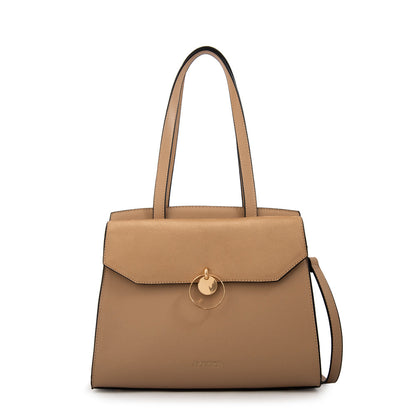 Cartera Tote Con Tapa Maggie Mediana Beige