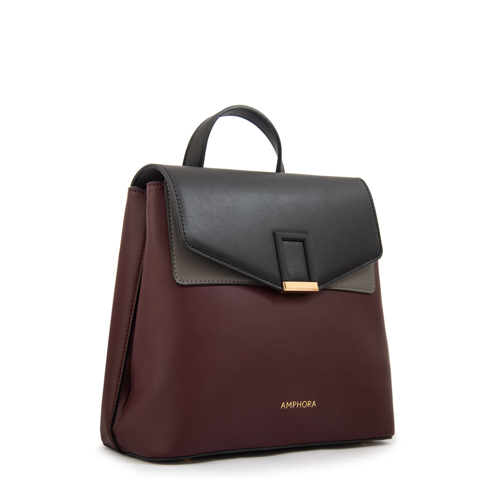 Mochila Mujer con Tapa Melissa Pequeña Burdeo