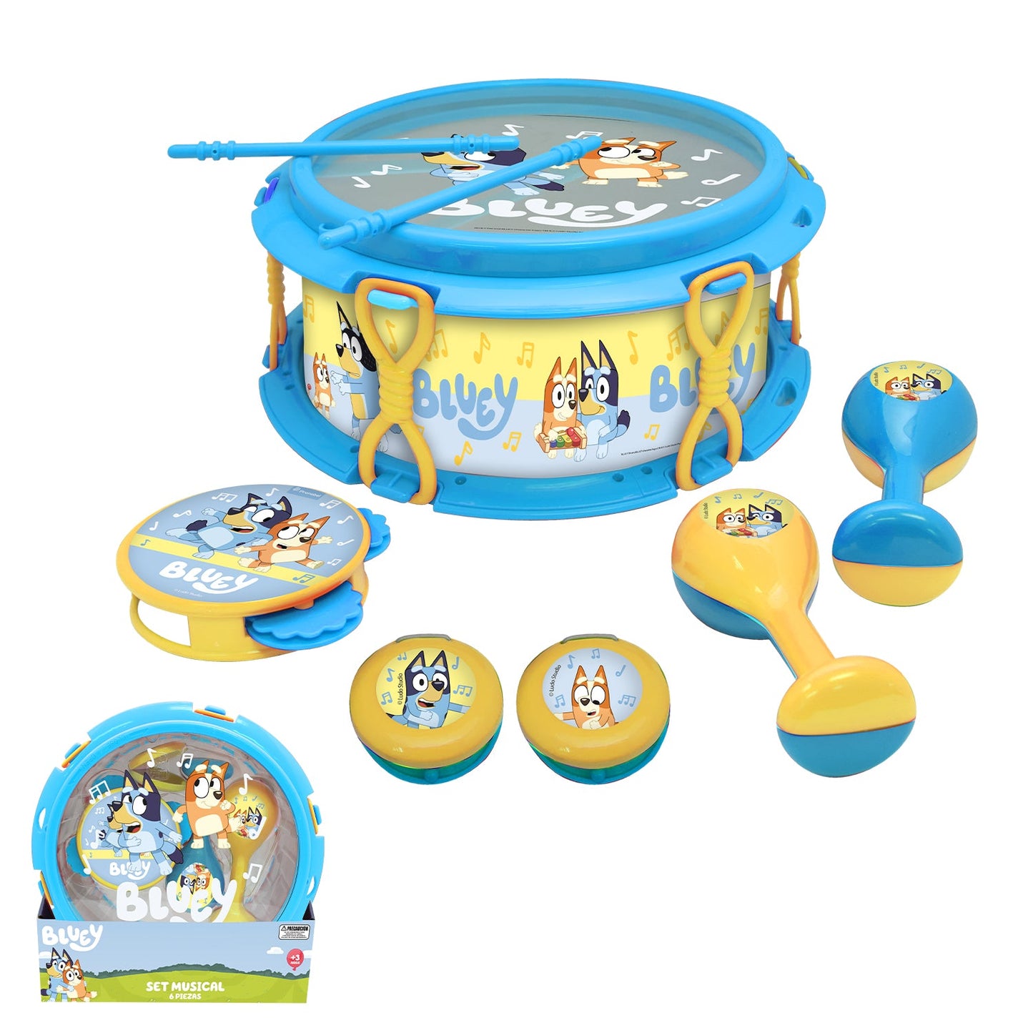 Set Musical en Tambor 6 Instrumentos Bluey