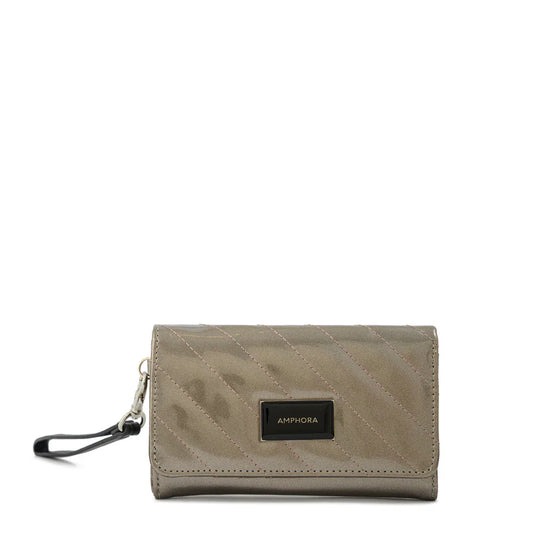 Billetera Mujer Acordeon Dean Mediana Plateado Oscuro