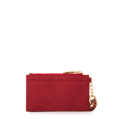 Tarjetero Mujer con Bolsillo Frontal Genova Pequeña Rojo