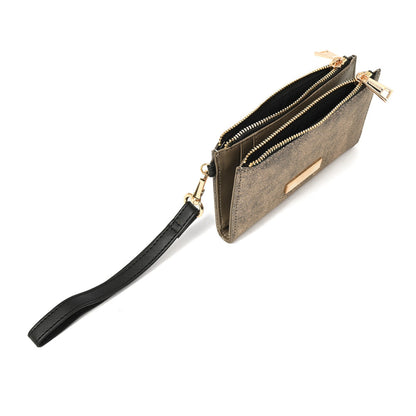 Billetera Mujer Doble Ezio Mediana Dorado Oscuro
