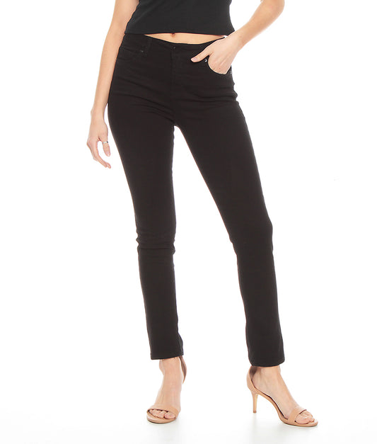 Jeans Mujer básico Pitillo Tiro Alto Color Pretina Básica Un Botón Negro