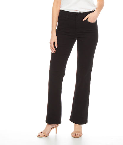 Pantalón Mujer Recto Color Tiro Alto Push In Push Up Pretina Básica Un Botón Negro