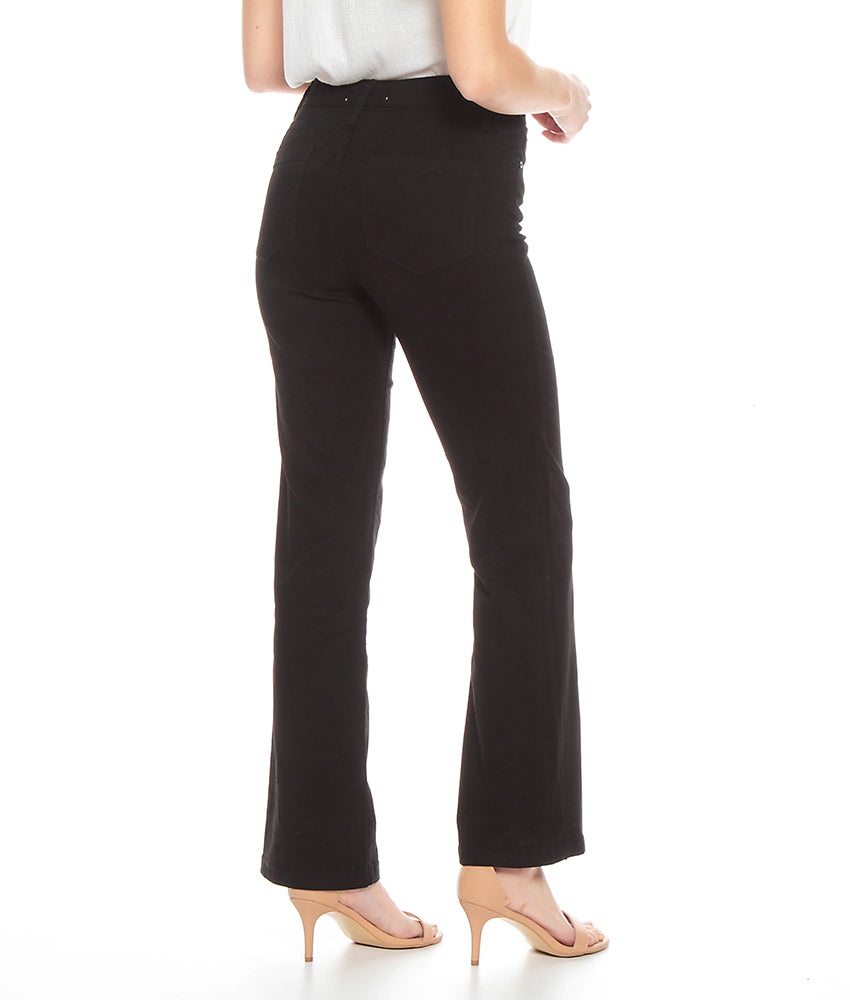 Pantalón Mujer Recto Color Tiro Alto Push In Push Up Pretina Básica Un Botón Negro