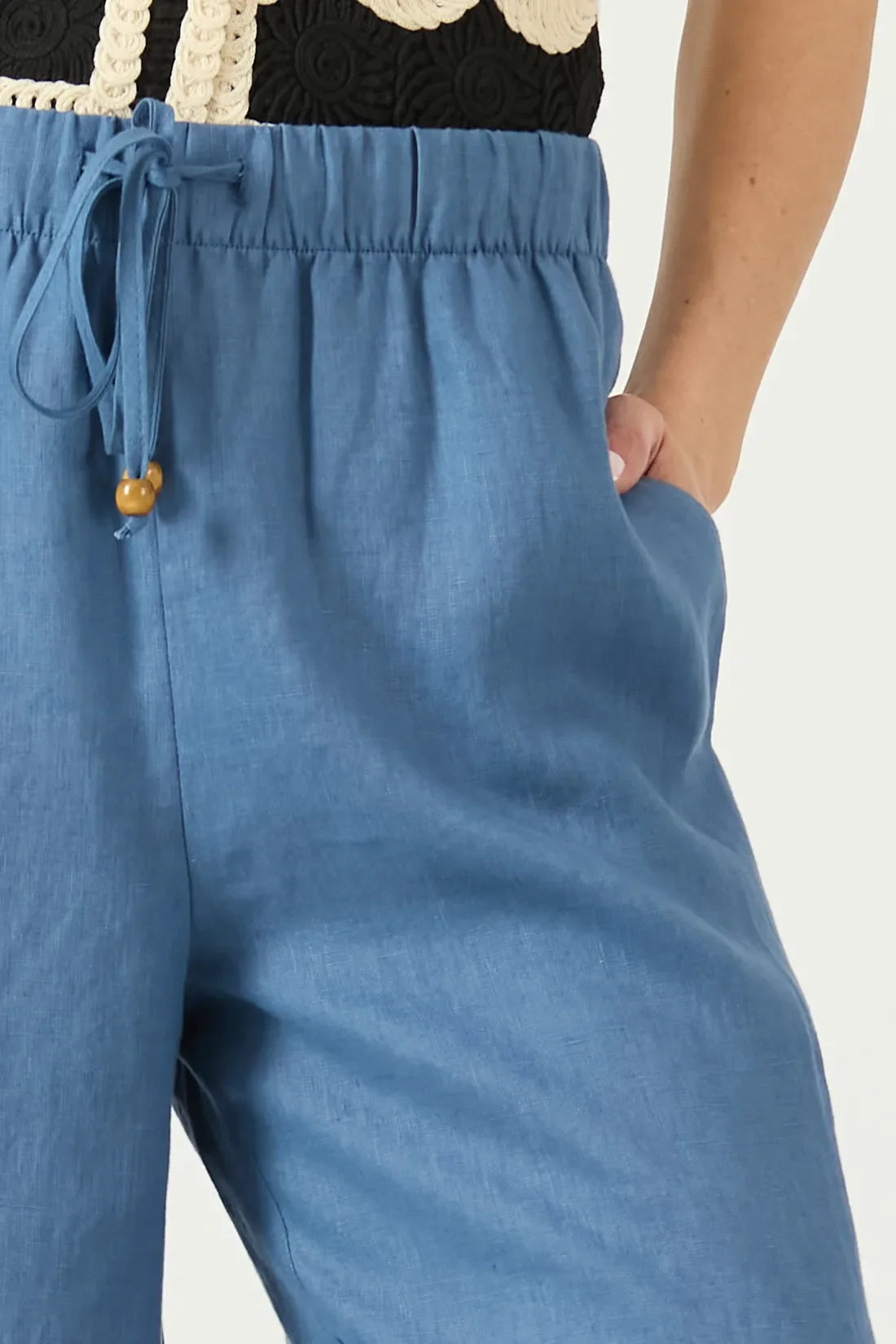 Pantalon Mujer Lino Wide Leg Denim