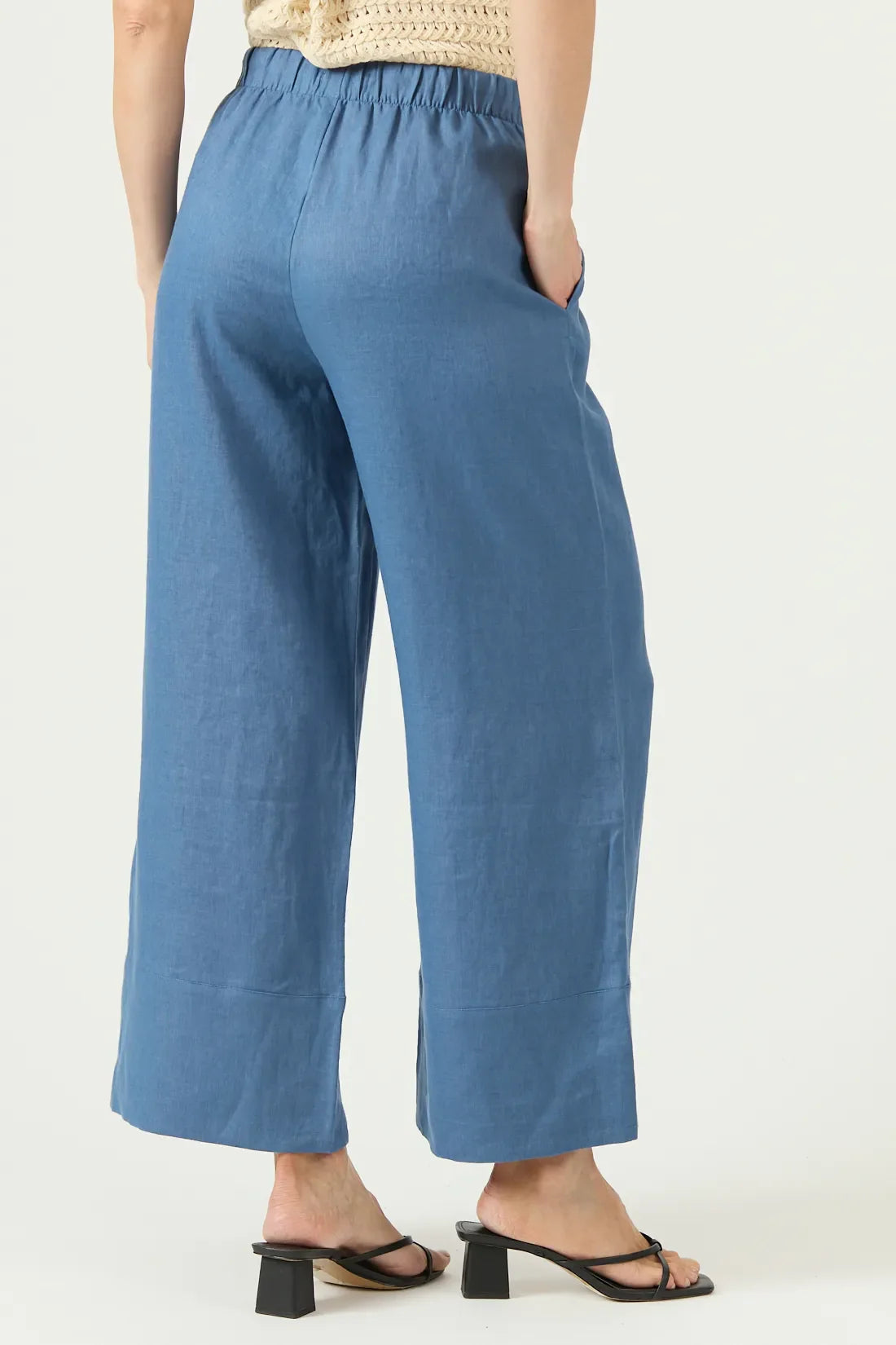 Pantalon Mujer Lino Wide Leg Denim