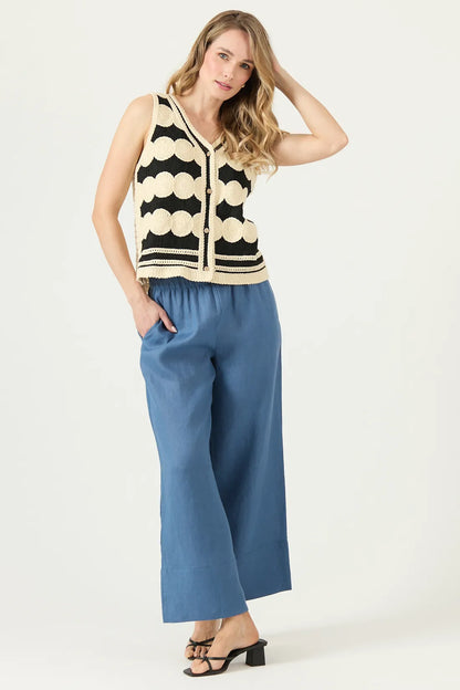 Pantalon Mujer Lino Wide Leg Denim