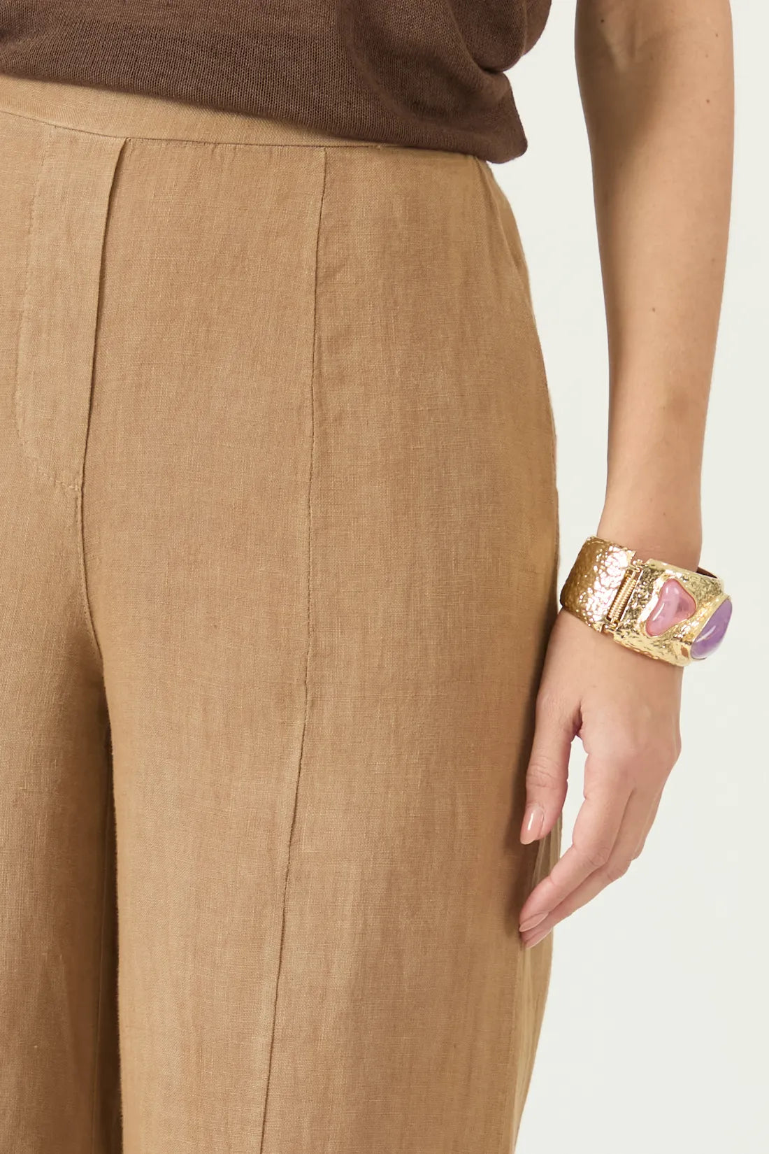 Pantalon Mujer Lino Slim Fit Beige
