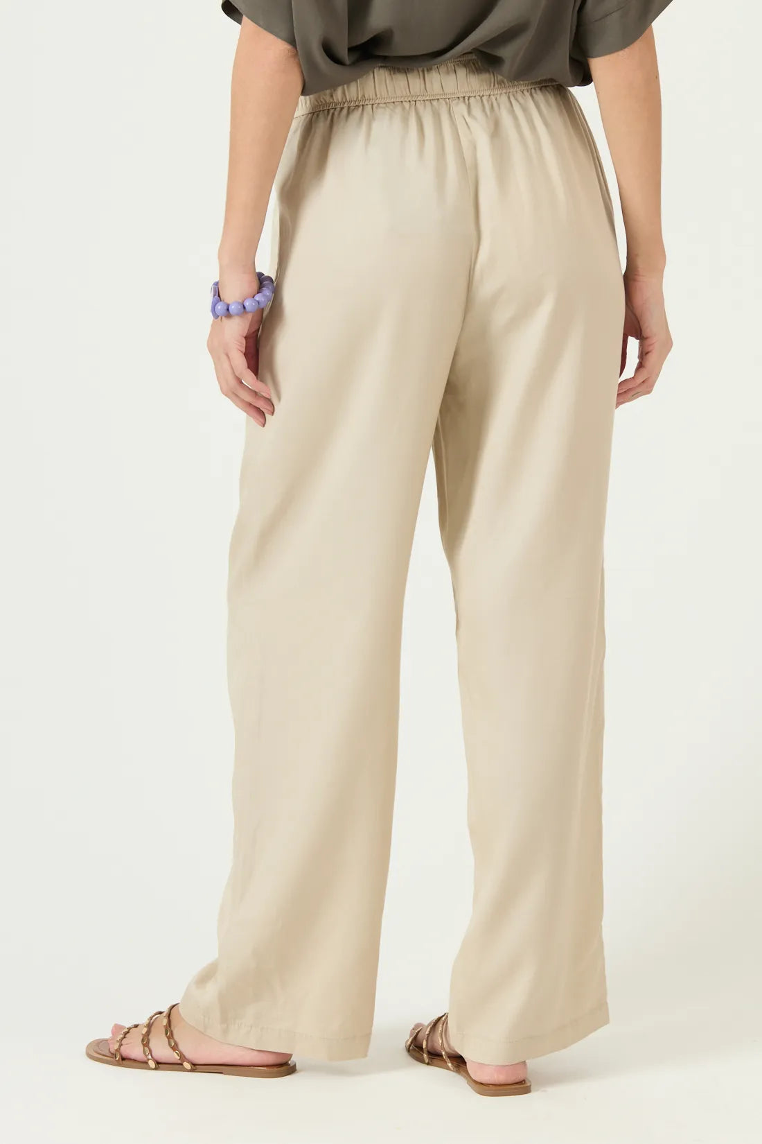 Pantalon Mujer Lyocell Straight Beige