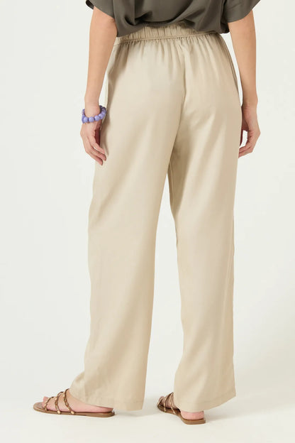 Pantalon Mujer Lyocell Straight Beige