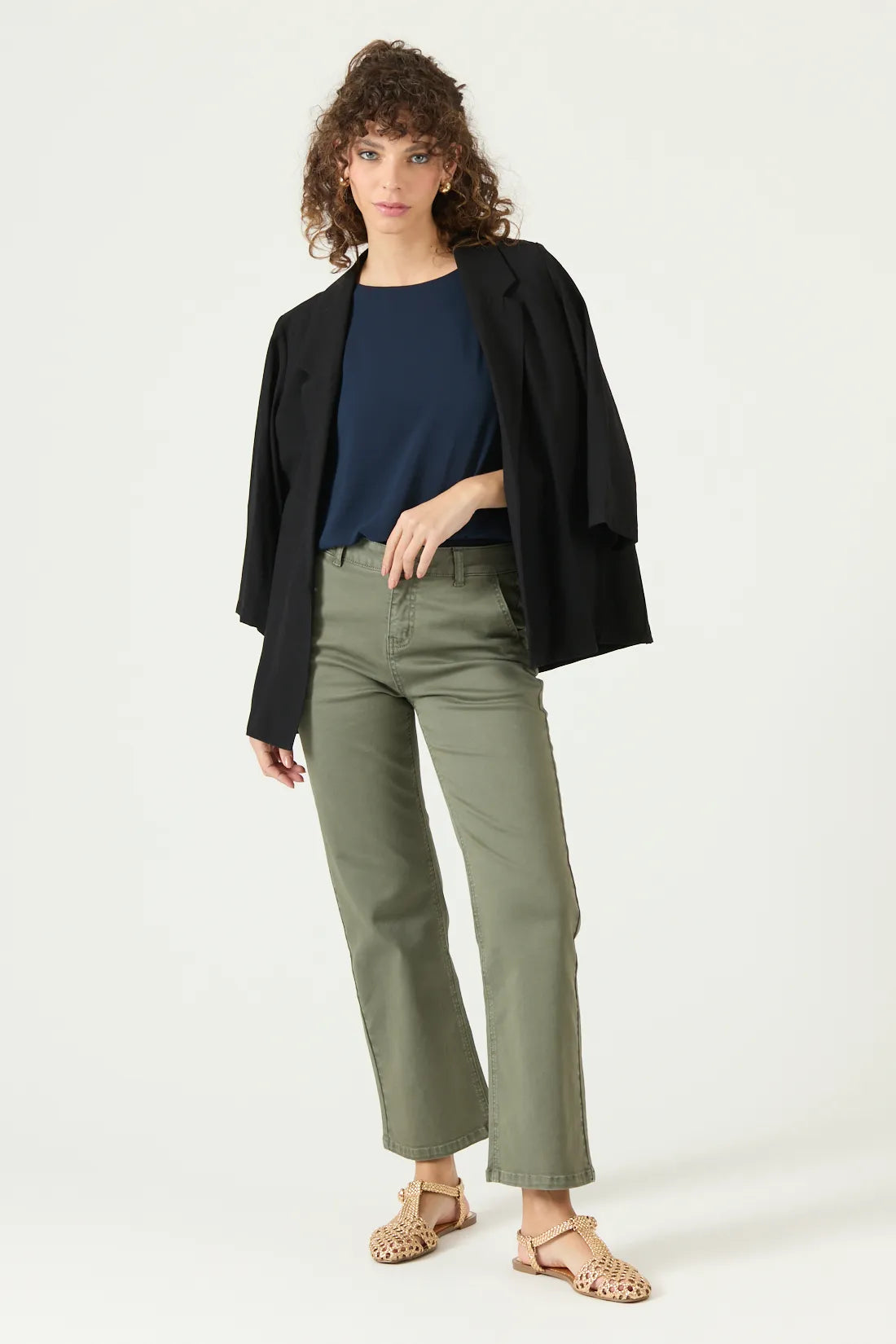 Jeans Mujer Straight Verde