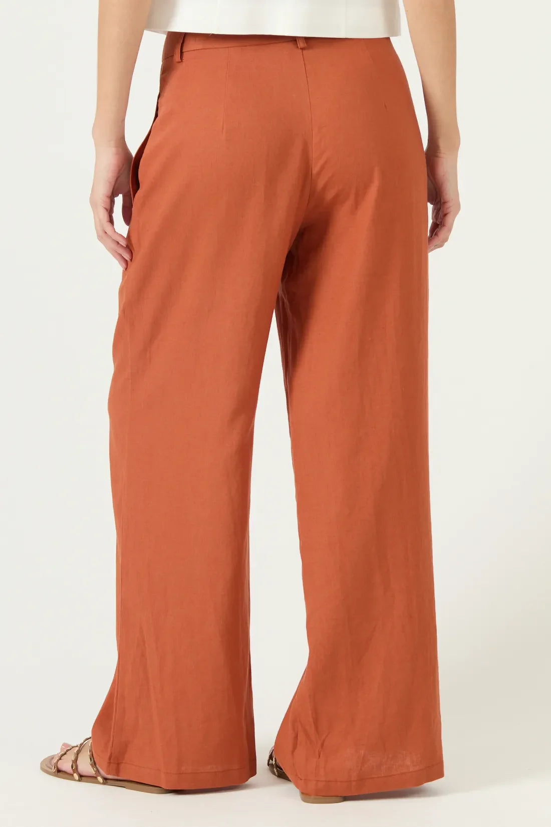 Pantalon Mujer Wide Leg Terracota
