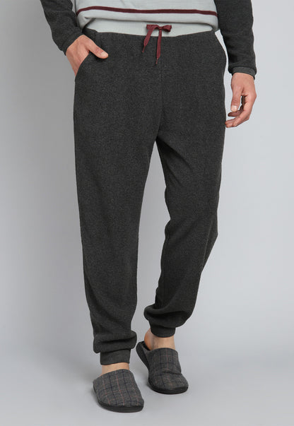 Pijama Hombre De Polar a Rayas Gris