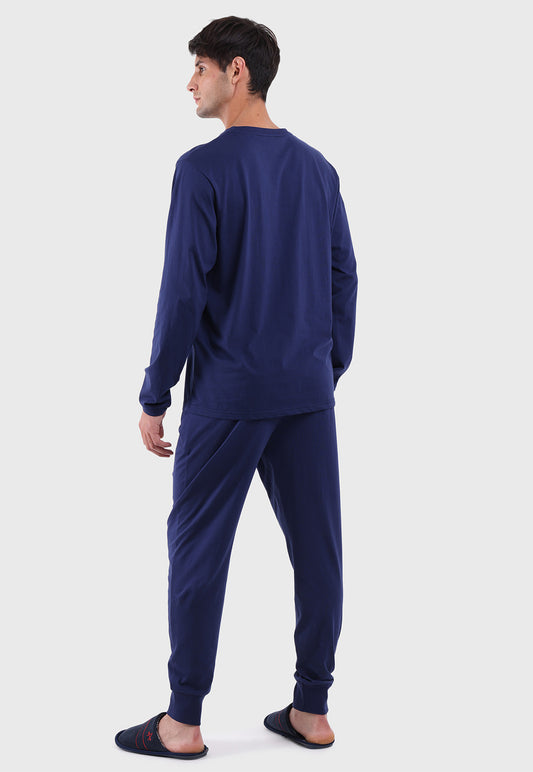Pijama Hombre Largo Cuello Redondo Azul Marino
