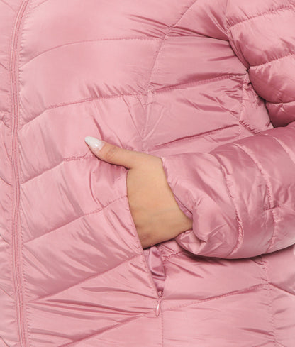 Parka Mujer Manga Larga Bi Color Rosa