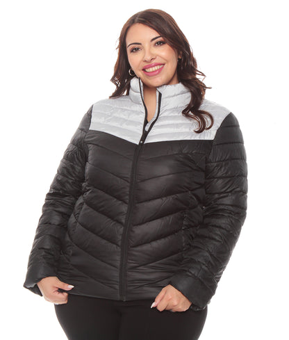 Parka Mujer Manga Larga Bi Color Negro