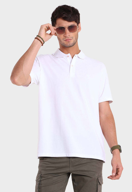 Polera Hombre Arrow Pique Cuello Polo Básica Blanco