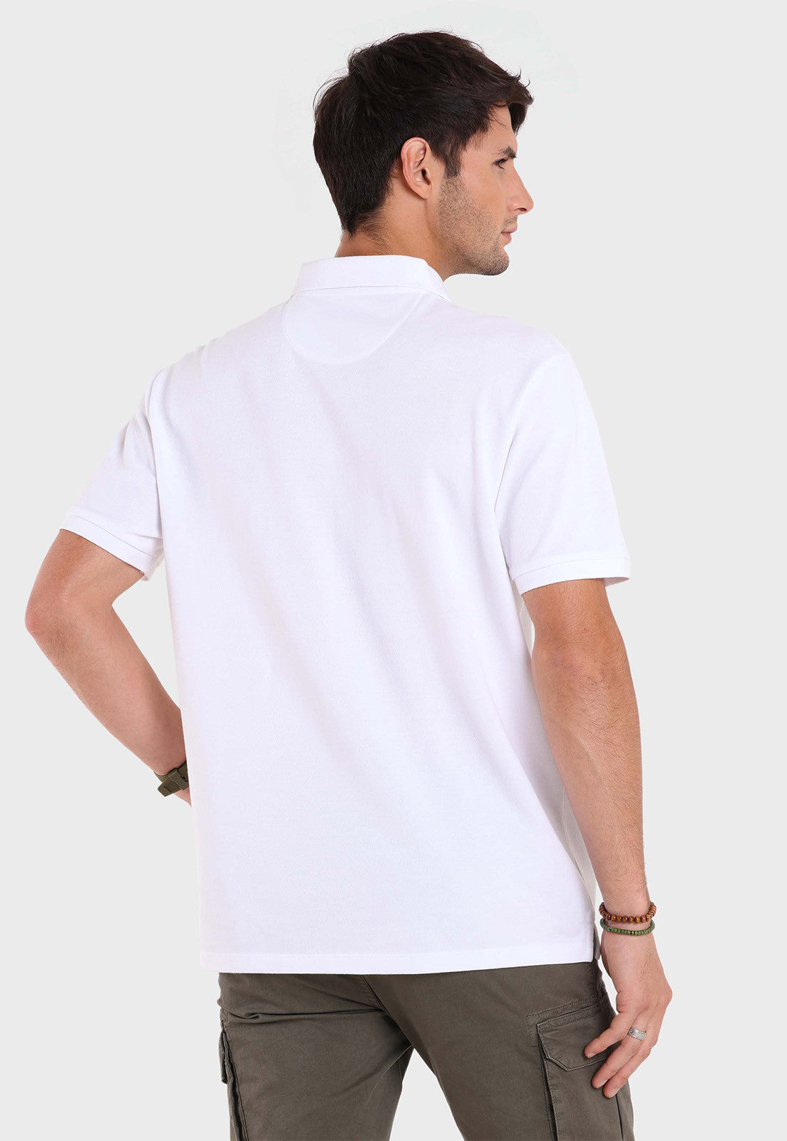 Polera Hombre Arrow Pique Cuello Polo Básica Blanco