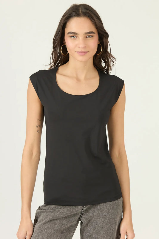Polera Mujer Manga Corta Negro