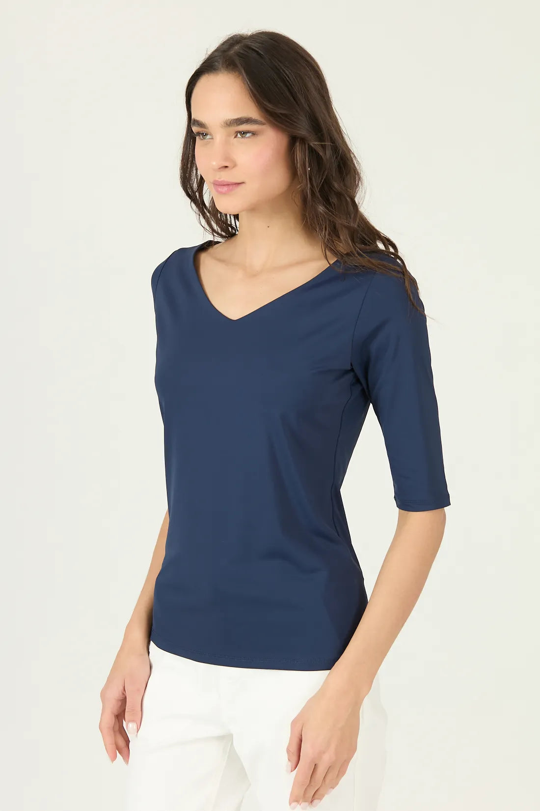 Polera Mujer Manga 3/4 Azul Marino