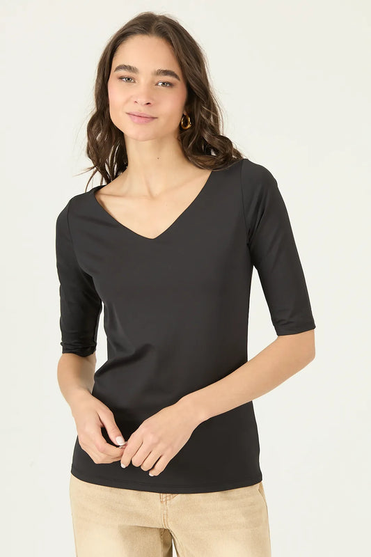 Polera Mujer Manga 3/4 Negro