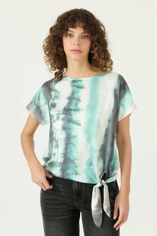 Polera Mujer Manga Corta Nudo Turquesa