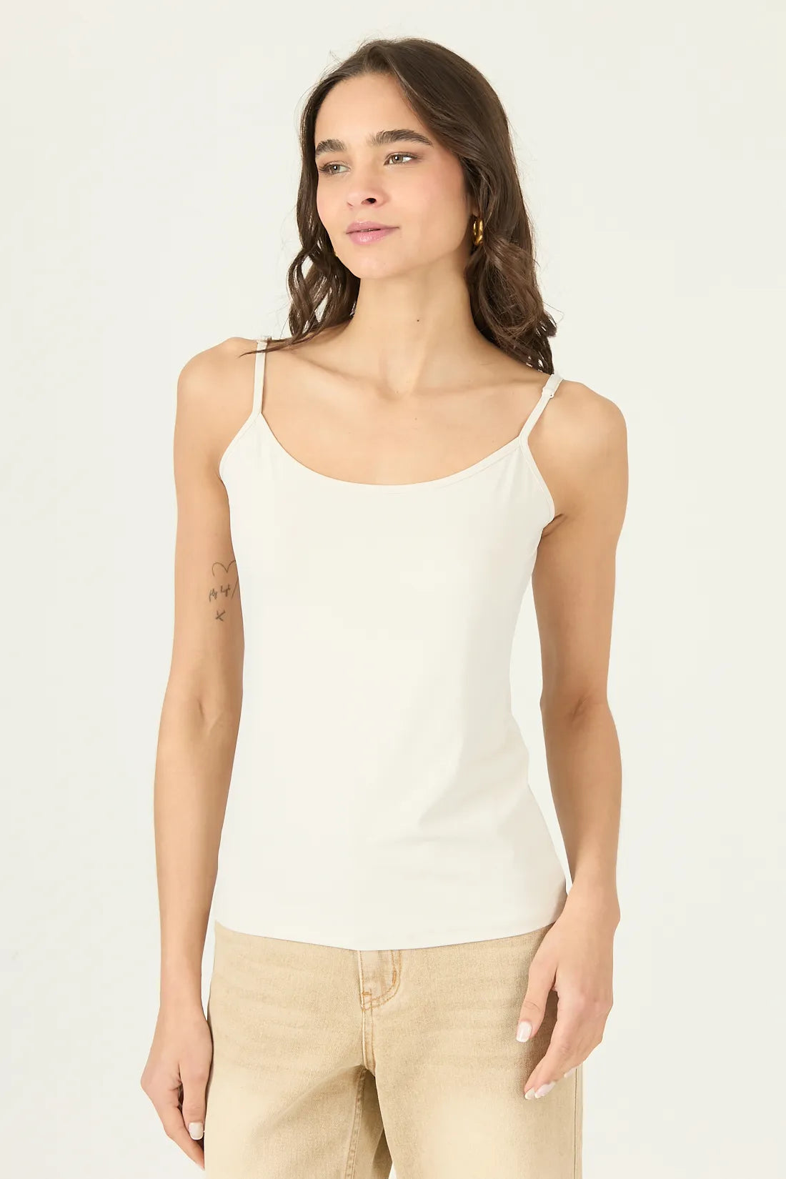 Polera Mujer Con Tirantes Beige