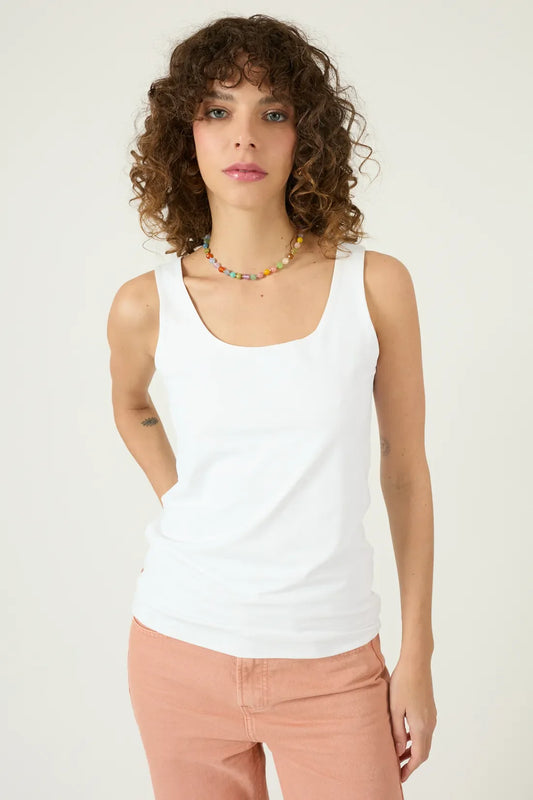 Polera Mujer Sin Mangas Blanca