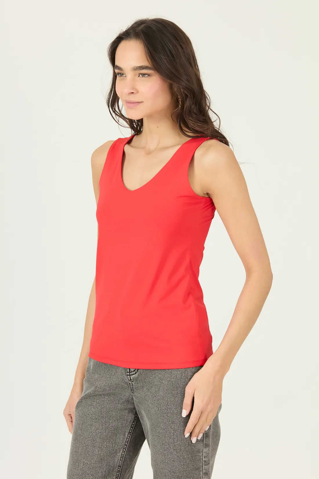Polera Mujer Sin Mangas Roja