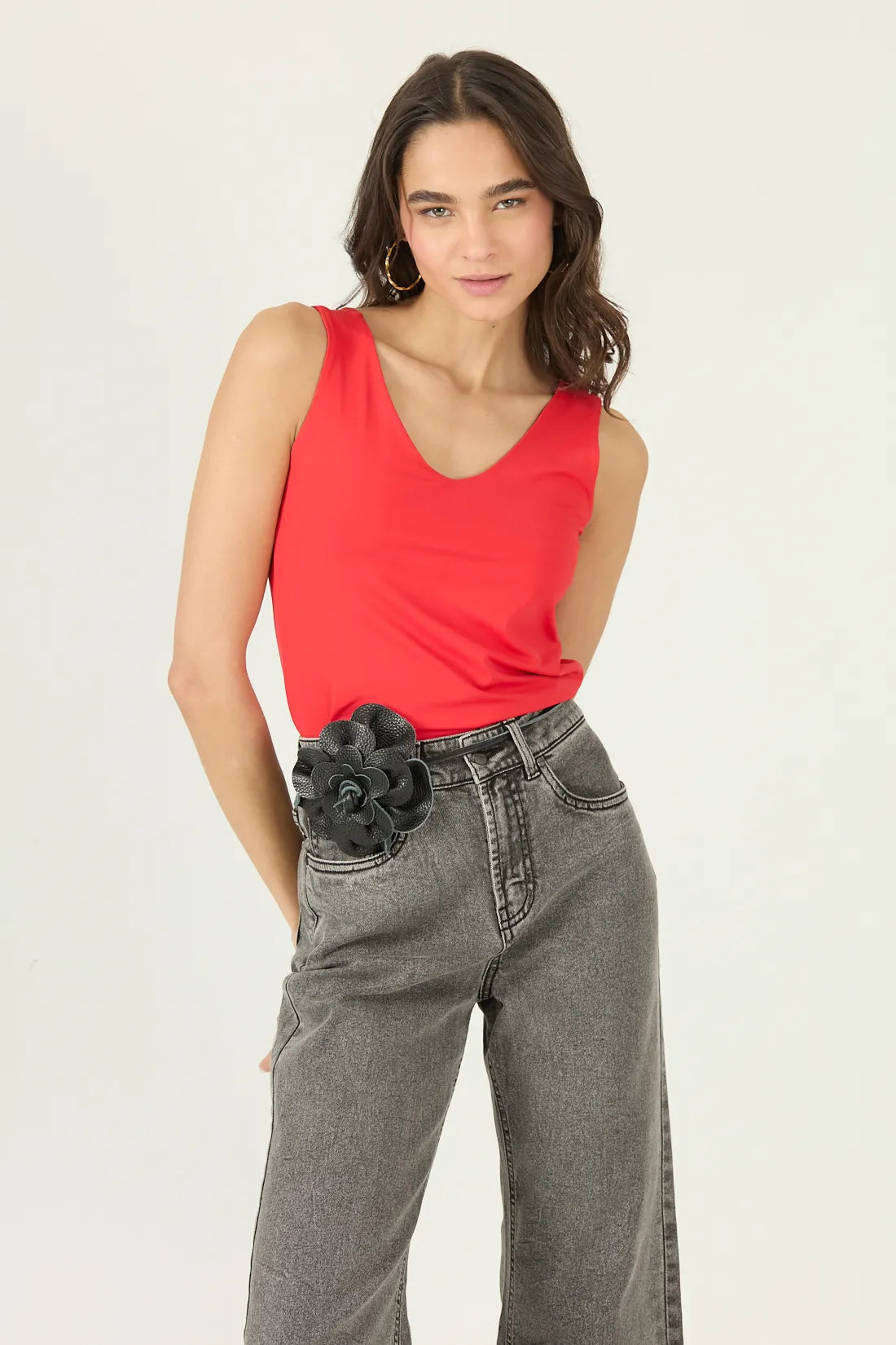 Polera Mujer Sin Mangas Roja