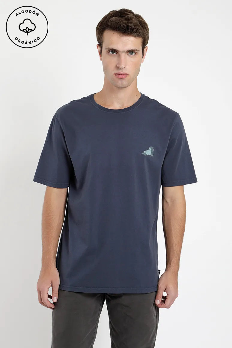 polera-hombre-manga-corta-oso-flojo-azul---algodón-orgánico