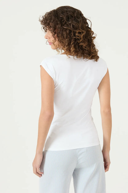 Polera Mujer Manga Corta Blanca