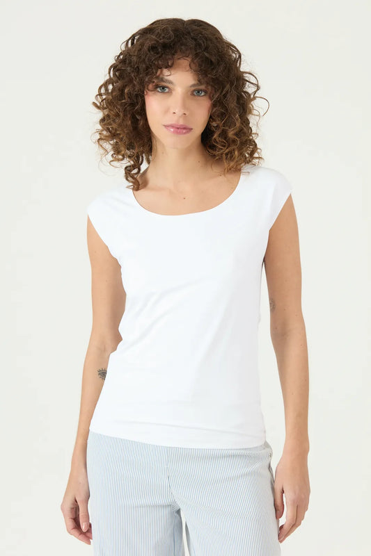 Polera Mujer Manga Corta Blanca