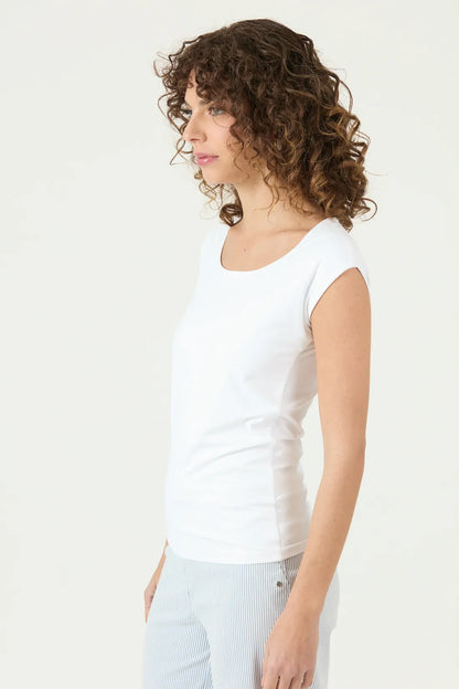 Polera Mujer Manga Corta Blanca
