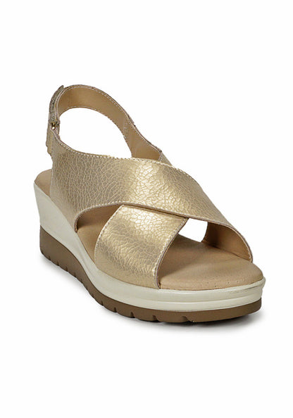 Sandalia Mujer Cuero Ebere Dorado