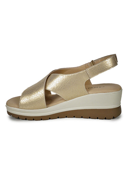 Sandalia Mujer Cuero Ebere Dorado