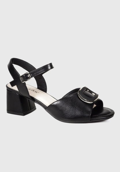 Sandalia Mujer Cuero Vaniria Negro