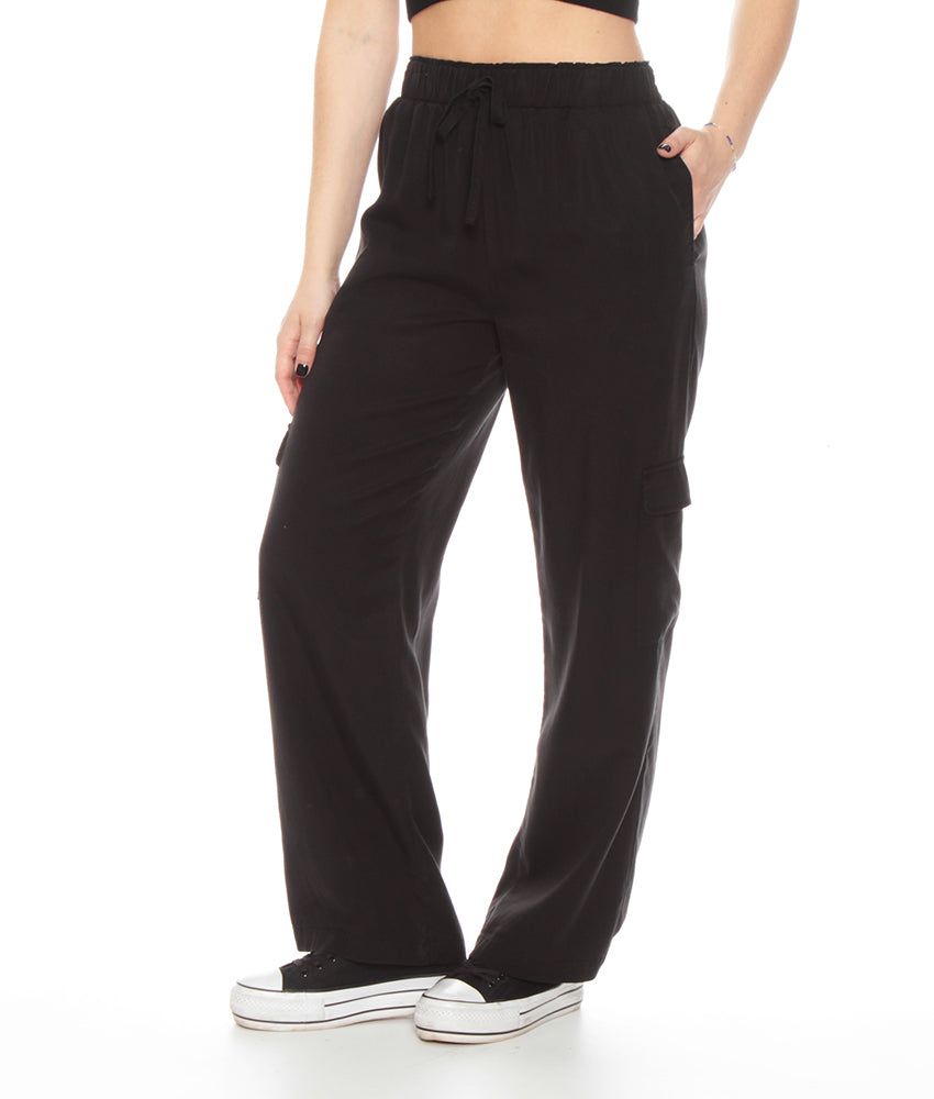 Pantalón Mujer Cargo Lyocell Negro