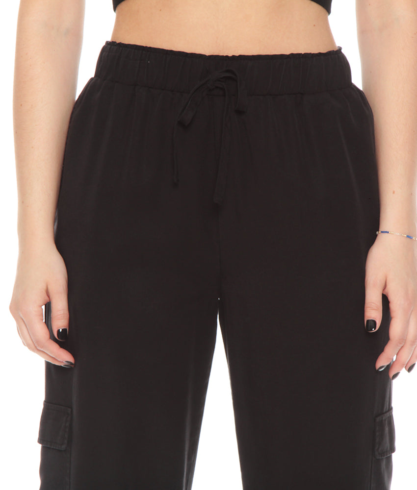 Pantalón Mujer Cargo Lyocell Negro