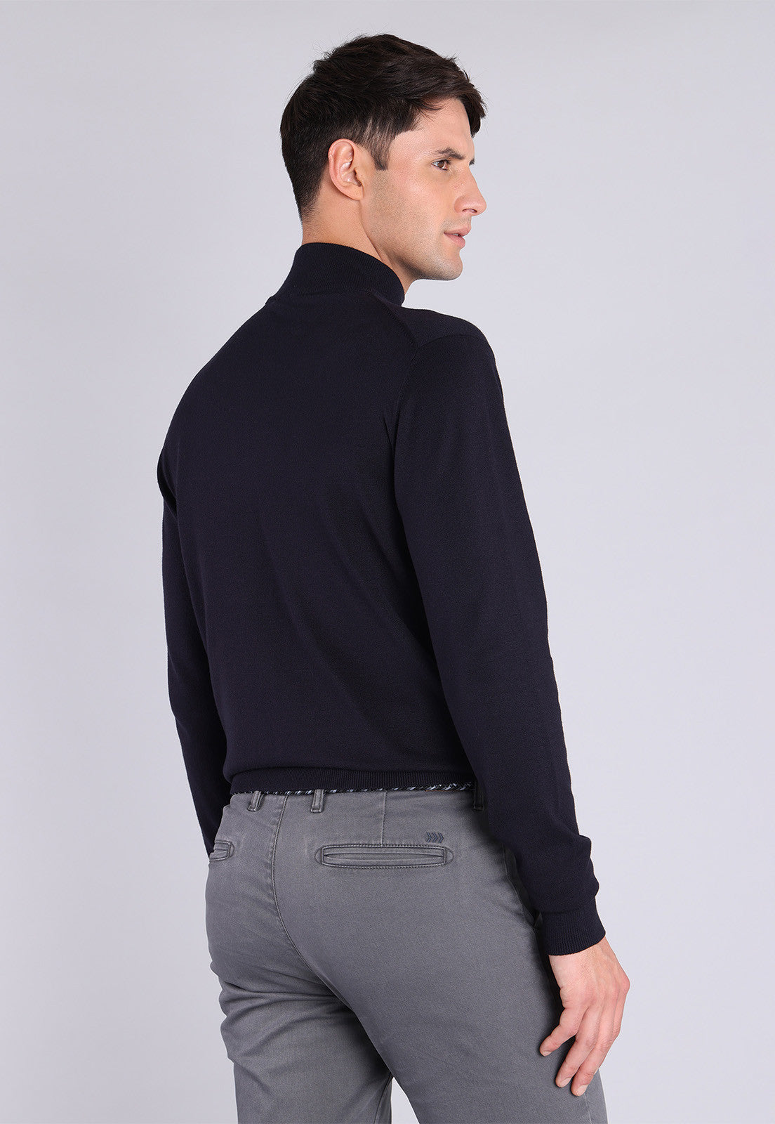 Sweater Hombre Cuello Alto Azul