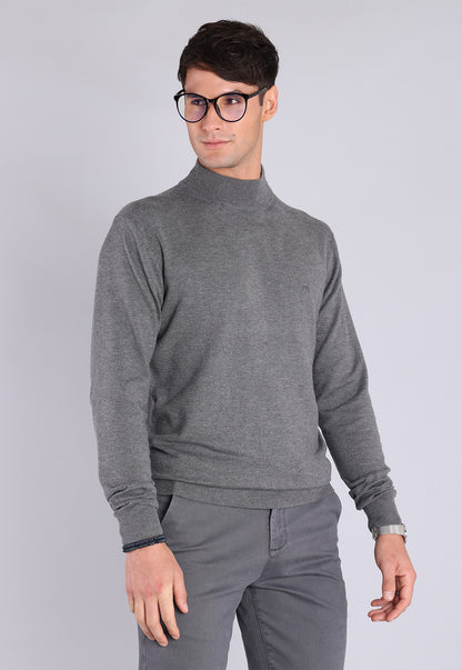 Sweater Hombre Cuello Alto Gris