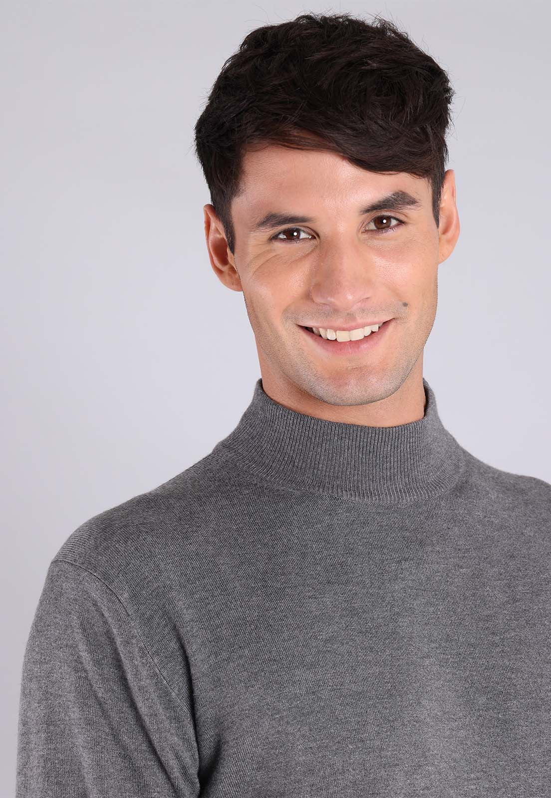 Sweater Hombre Cuello Alto Gris