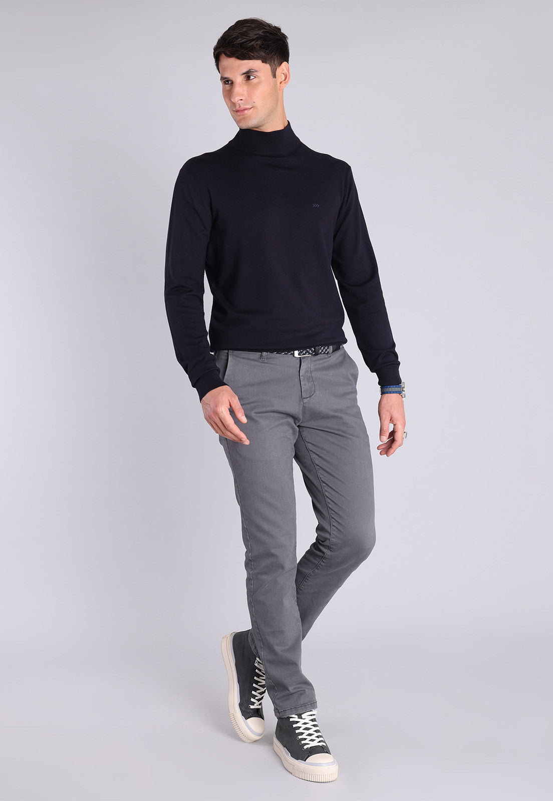 Sweater Hombre Cuello Alto Azul