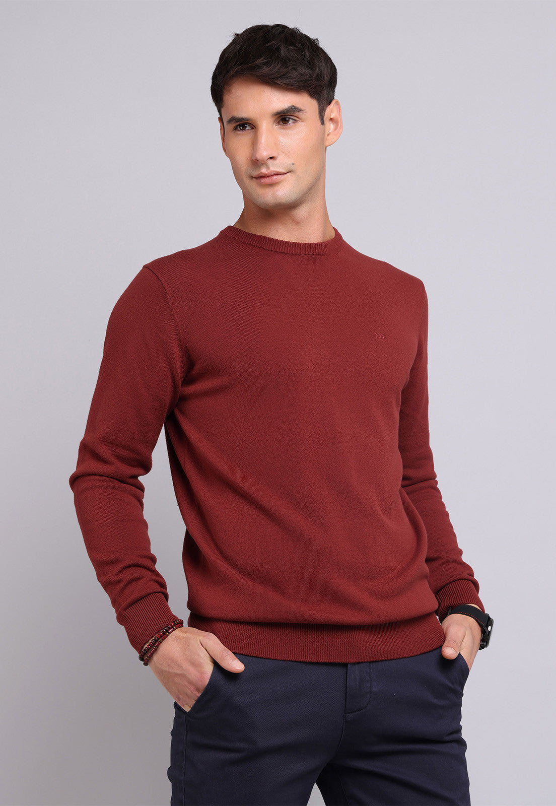 Sweater Hombre Cuello Redondo Burdeos