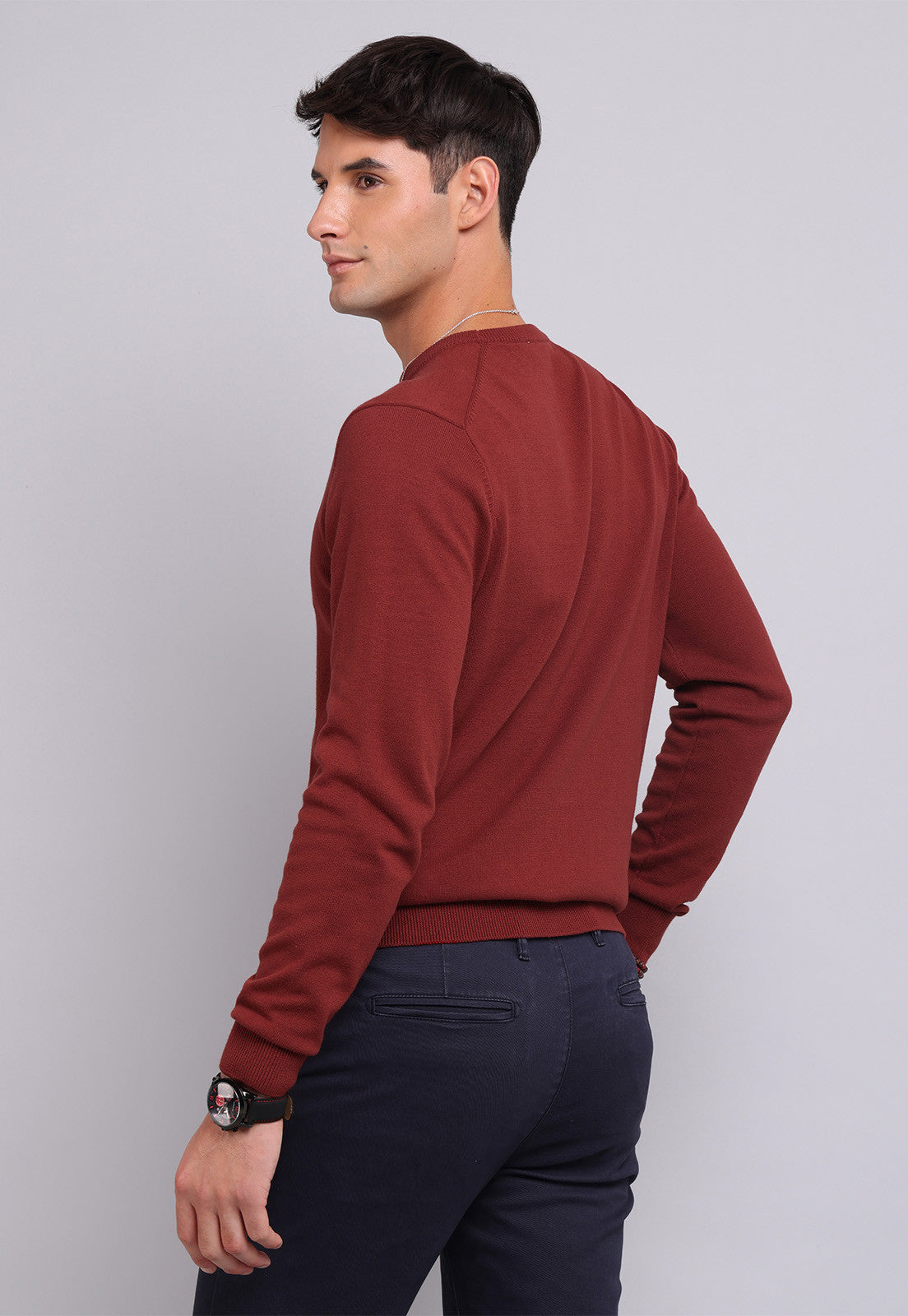 Sweater Hombre Cuello Redondo Burdeos