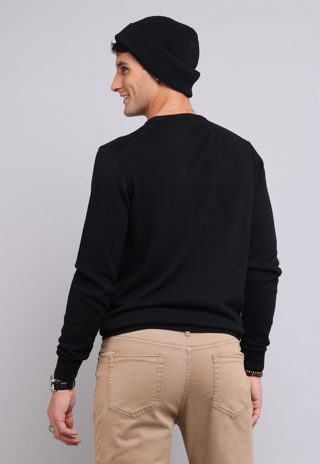 Sweater Hombre Cuello Redondo Negro