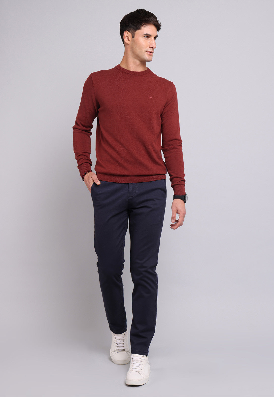 Sweater Hombre Cuello Redondo Burdeos