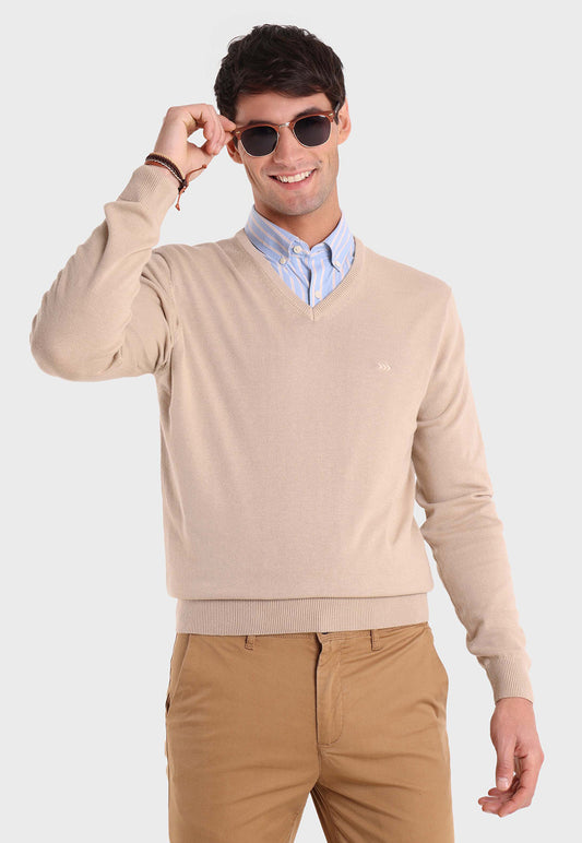 Sweater Hombre Arrow Cuello V Beige