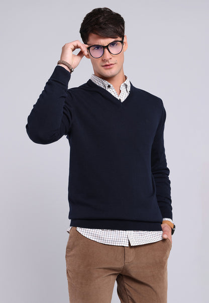 Sweater Hombre Cuello V Azul Marino